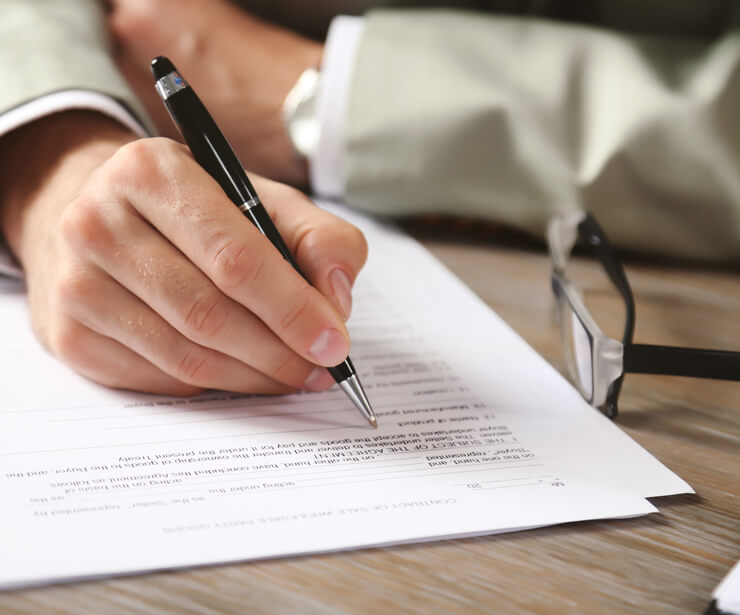 Finance contract in car dealership